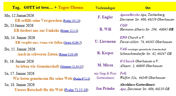 Allianzgebetswoche 2026